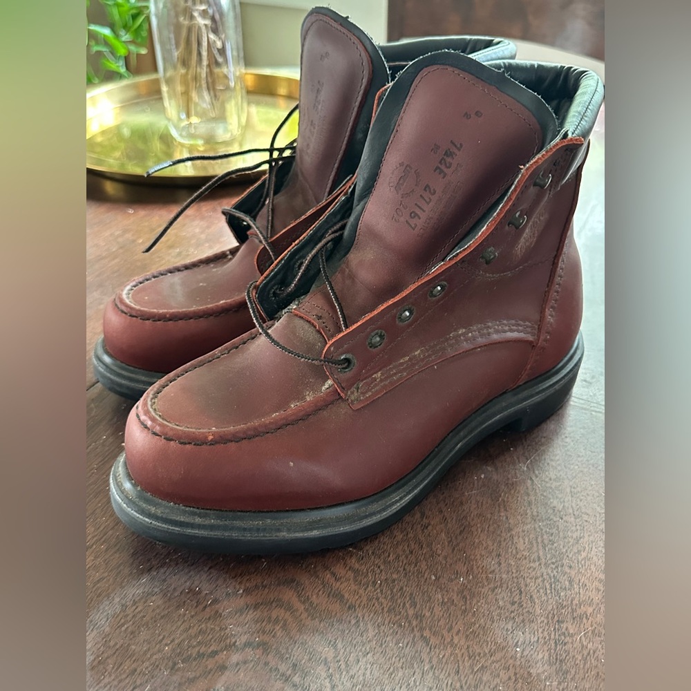 Red Wing Shoes Men's Burgundy Leather Moc Toe Boots
